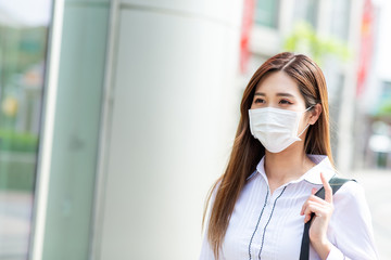 Asian woman with facial mask