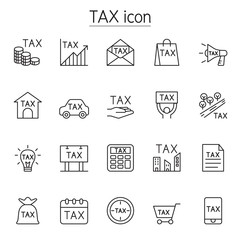 Tax icon set in thin line style