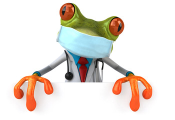 3D Illustration of a doctor frog with a mask