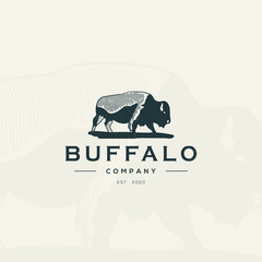 Buffalo logo design Premium Vector