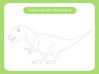 Allosaurus dinosaur. Trace and color the picture children s educational game.