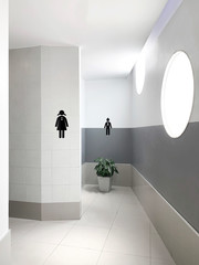 Modern design entrance to the bathroom, restroom or toilet in shopping mall  