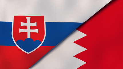 Fototapeta premium The flags of Slovakia and Bahrain. News, reportage, business background. 3d illustration