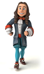 Cartoon man in historical baroque costume
