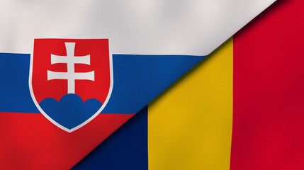 The flags of Slovakia and Chad. News, reportage, business background. 3d illustration