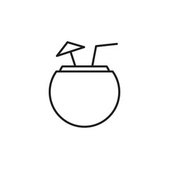 Coconut cocktail icon vector on white background