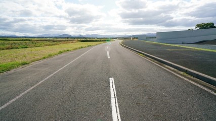 Start to journey trip, find destination, Perspective road transportation in countryside 