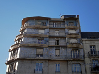 Angers, France - September 15th 2013 : Focus on 'La maison Bleue' (The blue house), a famous...