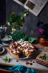 Carrot Cake Cinnamon Rolls with Cream Cheese Frosting..selective focus