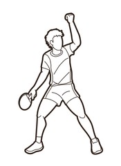 Ping Pong player, Table tennis action cartoon graphic vector