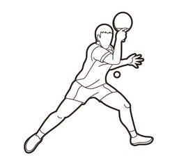 Ping Pong player, Table tennis action cartoon graphic vector