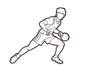 Ping Pong player, Table tennis action cartoon graphic vector
