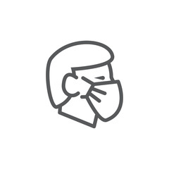 Face mask line icon on white background