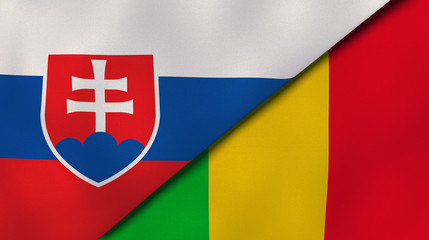 The flags of Slovakia and Mali. News, reportage, business background. 3d illustration