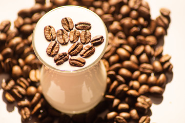 coffee beans and milk