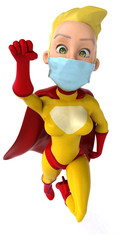 3D Illustration of a superhero with a mask
