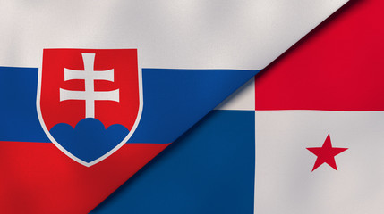 Fototapeta premium The flags of Slovakia and Panama. News, reportage, business background. 3d illustration