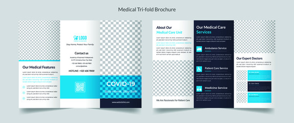 Medical, healthcare trifold brochure template