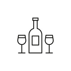 Wine bottle and glasses icon vector