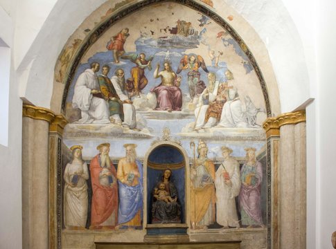 fresco painted by Raffaello and Perugino inside the Chapel of San Severo in Perugia, Italy