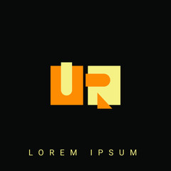 Modern creative shaped UR, RU, U, R logo. Initial Logo Designs Templete with Black Background. Vector Illustration
