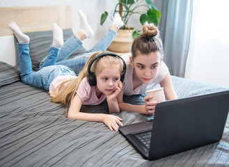 Schoolgirl studing at home