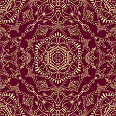 boho seamless pattern of hand-drawn mandala. hypnotic ethnic pattern for textiles, wallpaper, wrapping