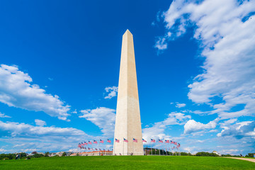 washington dc,Washington monument on sunny day with blue sky background.