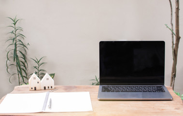 Outdoor office in the garden at home