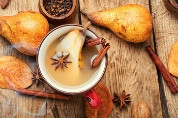 Hot pear wine.