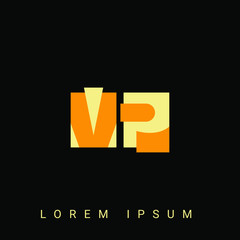 Modern creative shaped VP, PV, V, P logo. Initial Logo Designs Templete with Black Background. Vector Illustration
