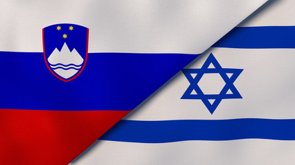 The flags of Slovenia and Israel. News, reportage, business background. 3d illustration