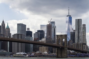 Fototapeta na wymiar Beautiful view of New York city skyline with waterfront at daytime, USA