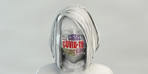Covid-19 Concept with Woman Wearing Mask