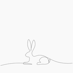 Easter bunny one line drawing vector illustration