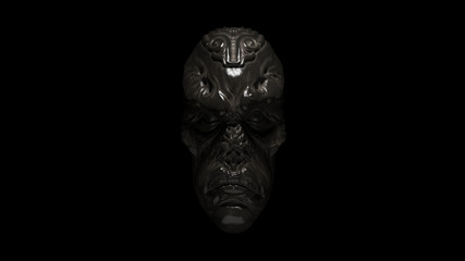 Naklejka premium Alien Face Dusty Iron 3d illustration 3d render