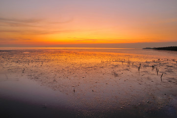 Landscape sea beaches  in  samutprakarn Thailand 