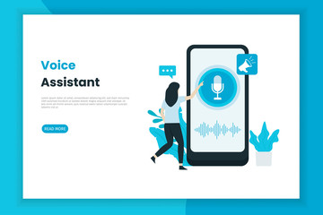 Flat design voice record concept landing page. This design can be used for websites, landing pages, UI, mobile applications, posters, banners