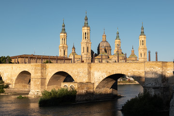 Fototapeta na wymiar View of Basilica Pillar in Zaragoza , Spain.
