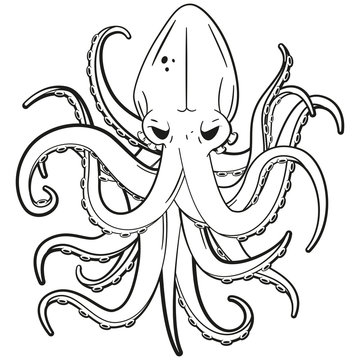 Octopus tattoo vector illustration isolated on a white background.