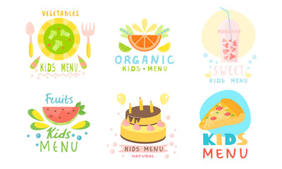 Different types of healthy menu for kids with titles for restaurants