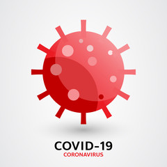 Coronavirus COVID-19 virus symbol. Coronavirus disease COVID-19 infection medical isolated. COVID-19. Icon. Novel coronavirus outbreak. Global pandemic alert. Vector illustration.