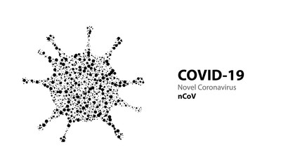 Corona virus 3d polygonal text COVID-19. Virus infections epidemic banner on blue background. Vector healthcare coronavirus illustration