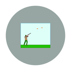 man with shotgun practicing clay pigeon shooting. Vector illustration for web and mobile design.