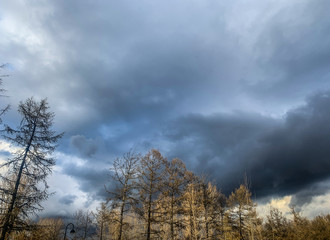 Cloudy sky before the snow