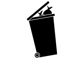 Fototapeta premium Cubo de basura lleno de bolsas de basura.