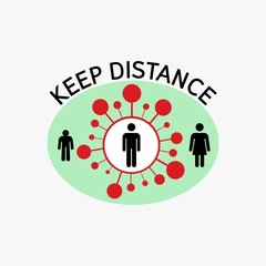 Social distancing icon vector,preventing covid-19 coronavirus.Keep safe distance. 