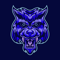 tiger head blue vector illustration design