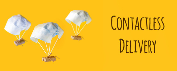 Quarantine, contactless delivery during a pandemic coronavirus covid-19. Stay at home, Online...