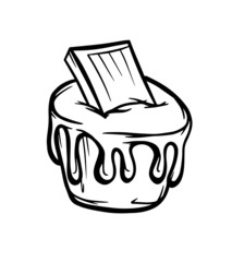 cupcake with chocolate dessert relish vector illustration isolate outline a sweets baking banner coloring object kitchen pastry shop